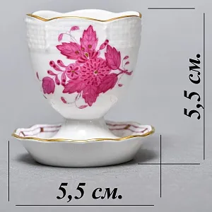 Набор для завтрака - три Пашотницы и Солонка «APPONYI PURPUR», Фарфор HEREND Венгрия. 