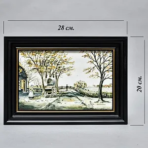 Фарфоровый Пласт - Картина - Панно «Сельский пейзаж. Подворье», Royal Delft Голландия 50 гг.