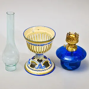 Старинная Лампа Керосиновая «ПРОВАНС» Металл / Стекло, первая половина ХХ века.