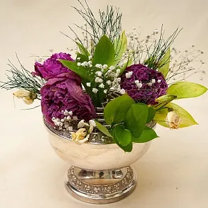 Антикварная Ваза для розовых бутонов «Rose Bowl», Silverplate, SHEFFIELD Англия - первая половина ХХ века.