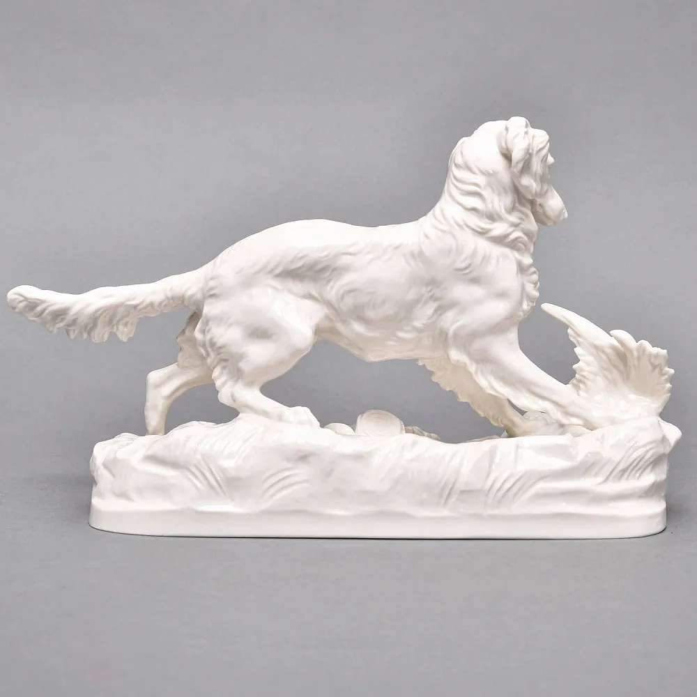 Коллекционная Фарфоровая статуэтка «Удивленная Собака. Сеттер», Nymphenburg Германия.