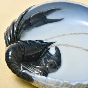 Фарфоровая Пепельница - Визитница - Мелочевница «РАК», Royal Copenhagen Дания, 1959 год.