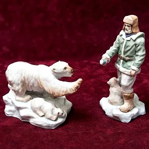 «Полярники» - Авторская Коллекционная Парная Фарфоровая Статуэтка, Дулёво Россия.