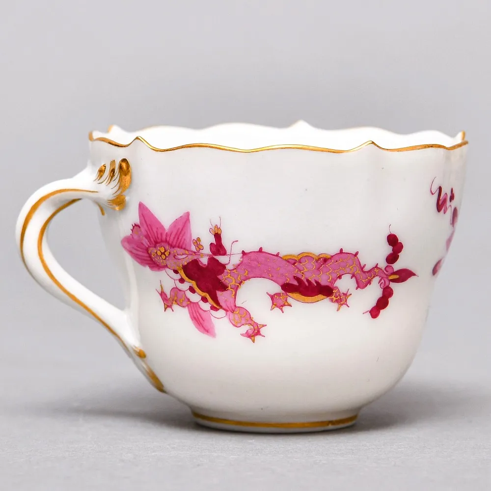 Коллекционная Кофейная пара «Розовый Дракон», MEISSEN Германия, первая половина ХХ века. 