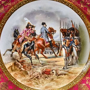 Коллекционная Фарфоровая тарелка - блюдо «Наполеон в битве при Йене», Porcelaine de Paris Франция.
