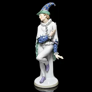 Антикварная Фарфоровая статуэтка Арт Деко «ШУТ», Karl Ens Германия, первая половина ХХ века. 