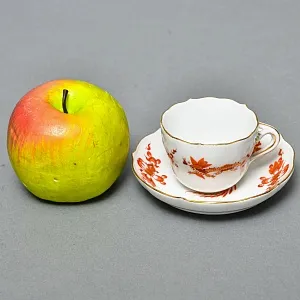 Коллекционная Кофейная пара «Оранжевый дракон», Фарфор, MEISSEN Германия. 
