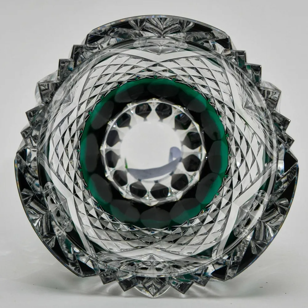 Классическая Ваза Зелёного Цвета, Хрусталь VAL SAINT LAMBERT Бельгия, середина ХХ века.