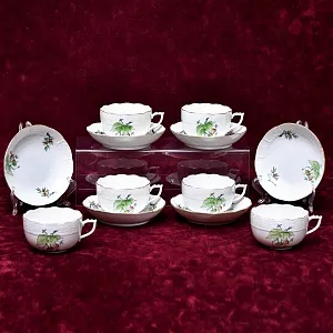 Чайный Набор на 6 персон «КИЗИЛ», 12 предметов. Фарфор HEREND Венгрия.