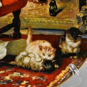 Коллекционная Фарфоровая тарелка «Кошка и котята - Резвые кошки», W.J.GEORGE США - 1991 год.