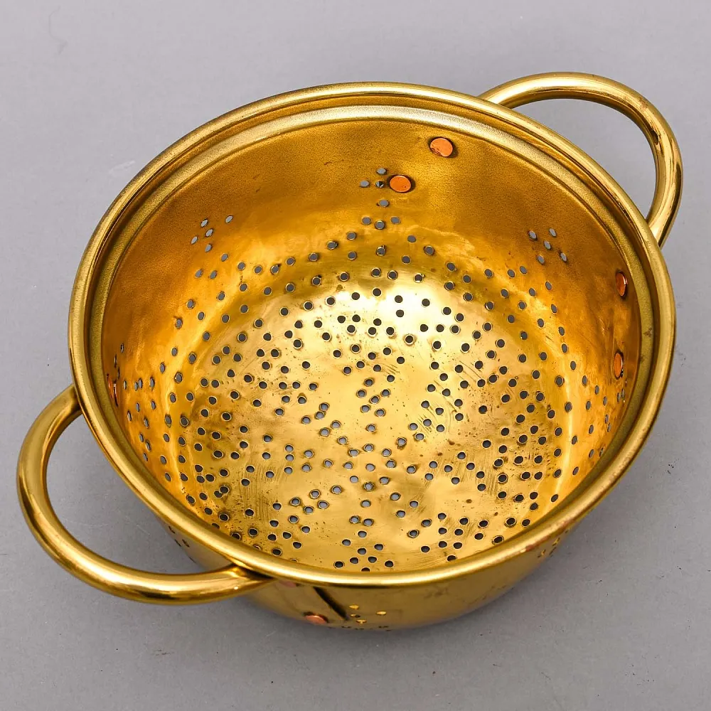 Антикварный Глубокий Латунный Дуршлаг - Сито - Сотейник Франция начало ХХ века.