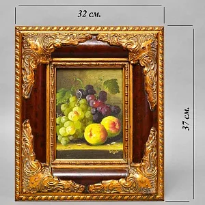 Антикварная Картина «Старинный Натюрморт с Фруктами», Холст, Масло, конца XIX - начала XX века.