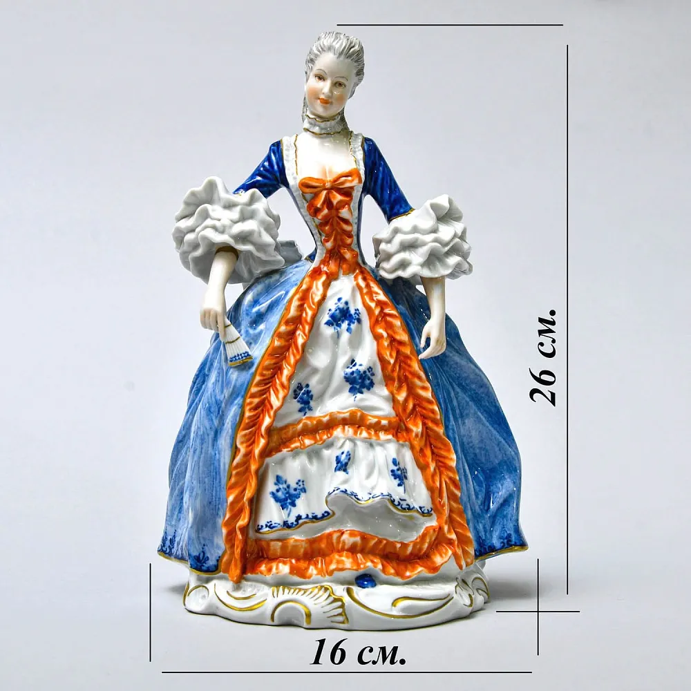 Редкость!!! Коллекционная Фарфоровая Статуэтка «Девушка в голубом платье», Unterweissbach Германия - 1958 год.