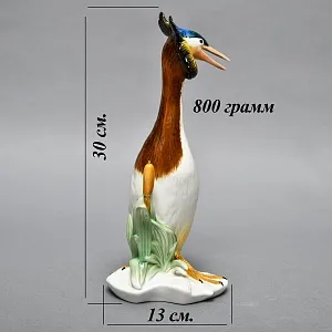 Редкость!  Птица - Большая Фарфоровая статуэтка «Чомга - Поганка» Карл Энс / Karl Ens, Германия -50 гг.