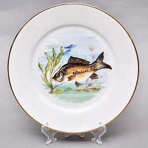 Столовый «Рыбный» Сервиз на 6 персон, Фарфор Limoges / Лимож Франция, конец ХХ века.