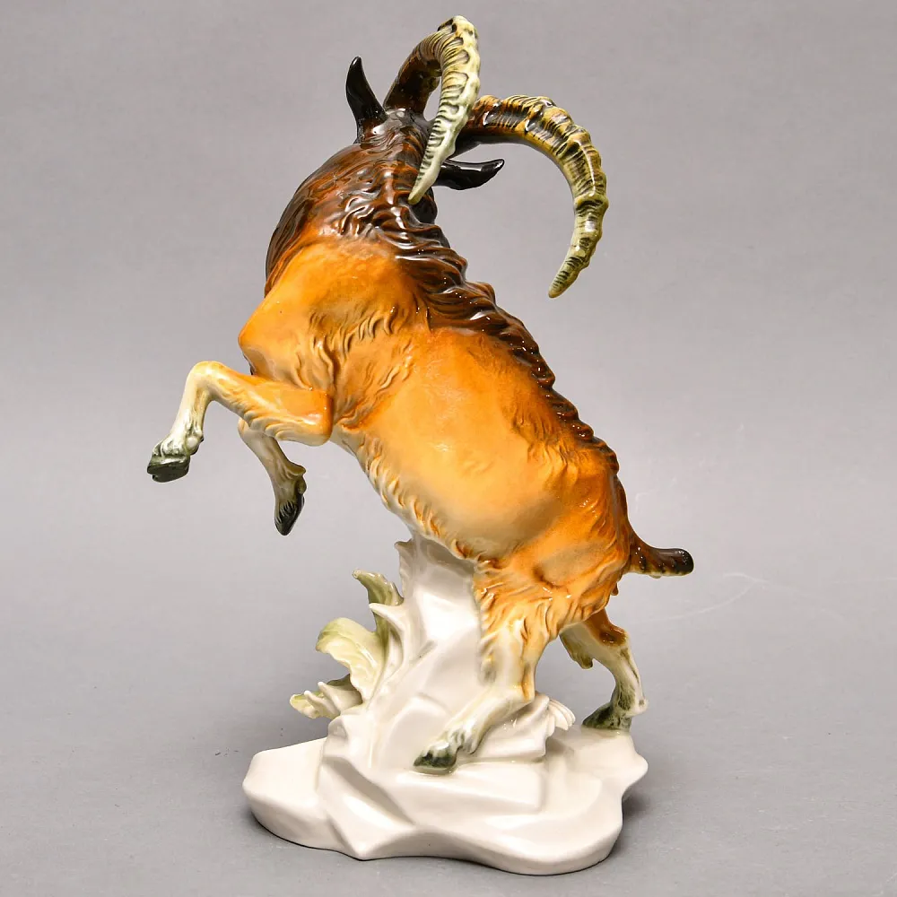 Большая Коллекционная Статуэтка «Горный Козел и Ящерица», Фарфор Karl Ens, Германия - 30-е гг. 