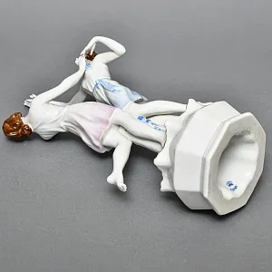 Антикварная Фарфоровая статуэтка Арт Деко «Танцующие девушки», VOLKSTEDT Германия, 30- гг.