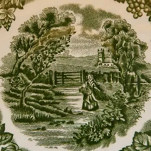 Чайная пара+Тарелка (Тройка) «Memory Lane (Green)» Фарфор BRITISH ANCHOR, Англия - 60 гг.