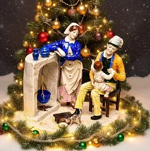 Коллекционная Фарфоровая статуэтка «Семья у домашнего очага», Ackermann & Fritze Германия.