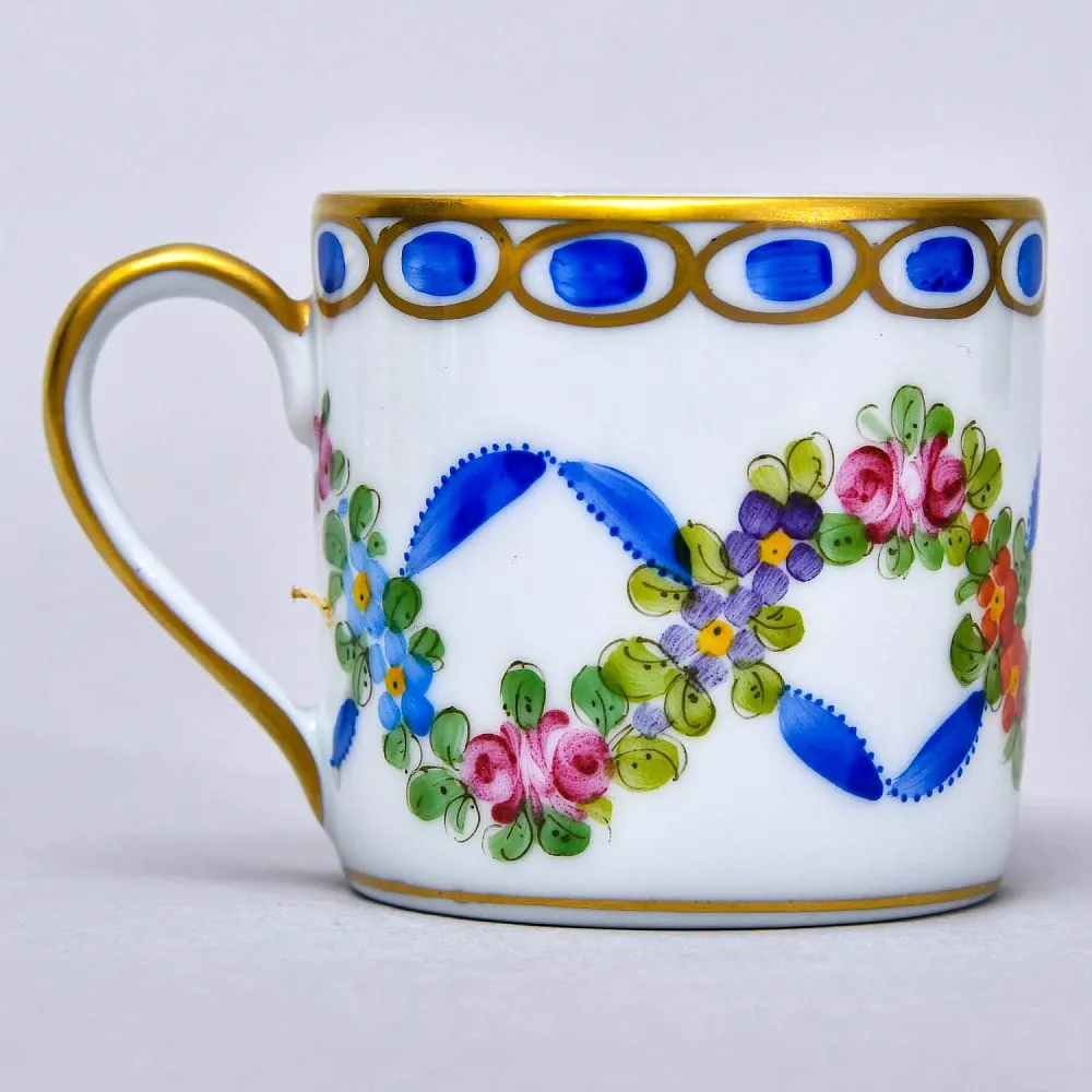 Коллекционная Кофейная Пара «Цветочная гирлянда», Фарфор Лимож / Limoges Франция.