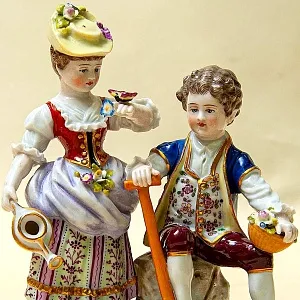 Редкость! Антикварная Фарфоровая Статуэтка «МАЛЕНЬКИЕ САДОВНИКИ», Frankenthal Германия 1762 - 1770 годы.