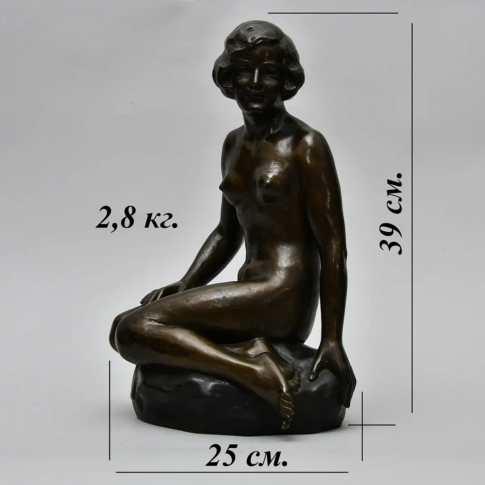 Большая Фарфоровая Статуэтка «Обнаженная Девушка», Otto Poertzel Германия, первая половина ХХ века.