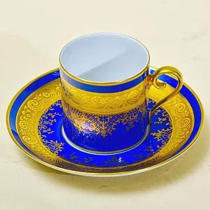 Коллекционная Фарфоровая Кофейная Пара «Лазурная роскошь»,  KARLSBADER, Германия.