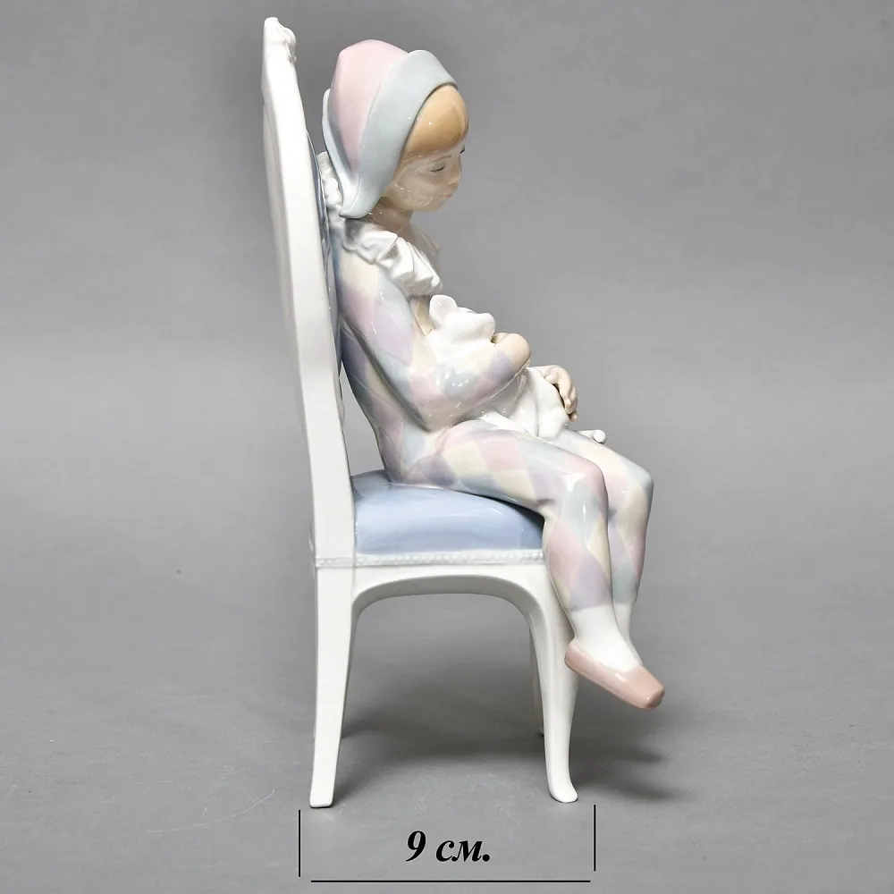 Коллекционная Фарфоровая статуэтка «Маленький Арлекин с кошкой», Lladro (Лядро) Испания.