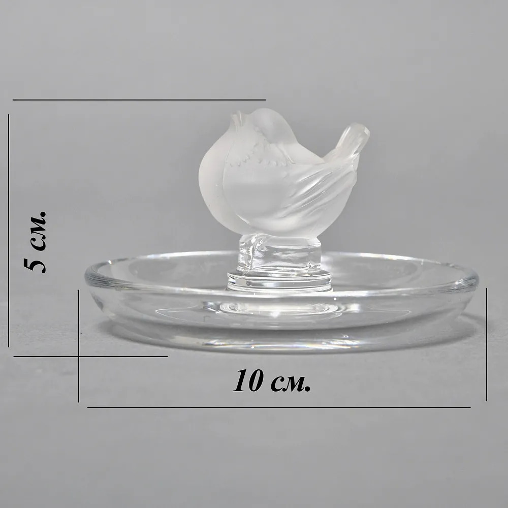 Хрустальная Подставка «Воробей» для колец и украшений в стиле Арт Нуво, Laligue Франция.