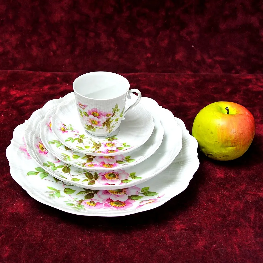 Фарфоровый Сервиз «Эгоист» - 5 предметов из серии «Шиповник», Limoges Франция -1979 год.