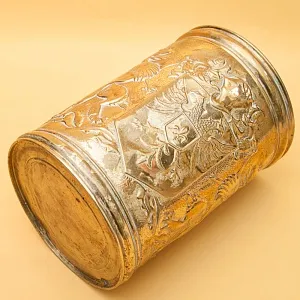 Винтажное Латунное Ведёрко для охлаждения шампанского или вина «Рыцарский Герб», Англия 50 гг. 