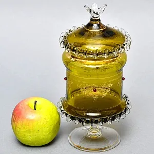 Антикварная Стеклянная Конфетница - Бисквитница - Доза, Германия конец XIX века. 