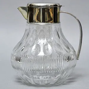 Винтажный Графин - Кувшин на 3.2 литра. Колба для льда, Хрусталь, Silverplated Германия. 
