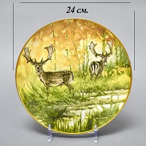 Коллекционная Фарфоровая Тарелка - Блюдо «Дикая Природа. Два оленя», KAISER Германия. 