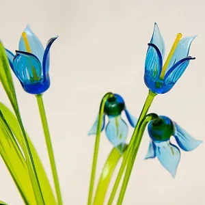 Авторская Стеклянная Статуэтка «Цветы КОЛОКОЛЬЧИКИ», Цветное стекло, Россия.