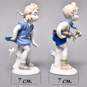 Парные Фарфоровые статуэтки «Дети. Мальчик и Девочка», Wagner & Apel Lippelsdorf Германия, 1949 - 1951 годы. 
