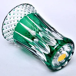 Коллекционная Хрустальная Ваза зелёного цвета, VAL SAINT LAMBERT (Вал Сант Ламберт), Бельгия.