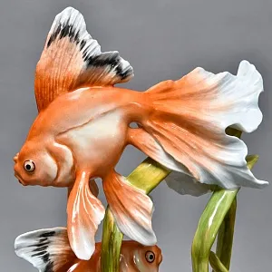 Коллекционная Фарфоровая статуэтка «Две золотые рыбки», ROSENTHAL Германия, 1974 - 1982 годы.