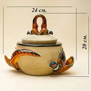 Редкость! Фарфоровая Банка для табака - Табакерка «Фазаны». LONSCHAMP ФРАНЦИЯ 60 гг.