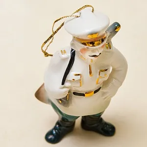 Новогодние Фарфоровые Ёлочные игрушки - «Милиционер» - Стилизация «Мы родом из СССР».