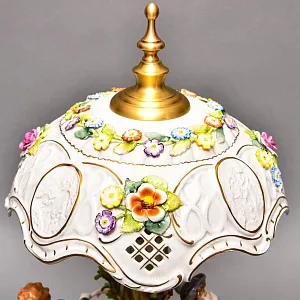 Редкость! Фарфоровая Настольная Электрическая Лампа «ХОРОВОД», Литофания, PLAUE Германия.