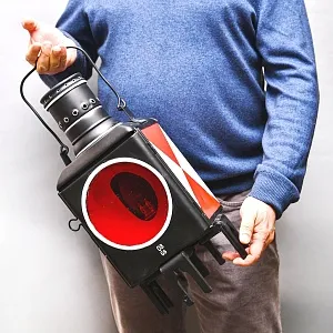 Большой Антикварный Железнодорожный Керосиновый Сигнальный Фонарь, Франция начало ХХ века.