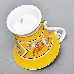 Антикварная Кофейная пара «Гриффоны», Фарфор Dressel & Kister Passau Германия, 1900 - 1922 годы. 