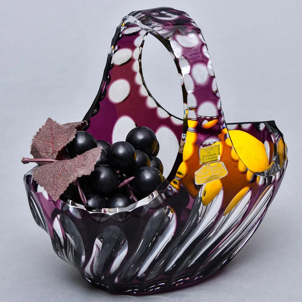 Ваза - Конфетница «Аметистовая Корзинка» Хрусталь, BEYER Германия 60-е годы ХХ века.