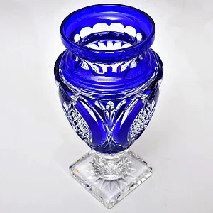 Редкость! Ваза на ноге Синего Цвета, Хрусталь VAL SAINT LAMBERT Бельгия 60гг.