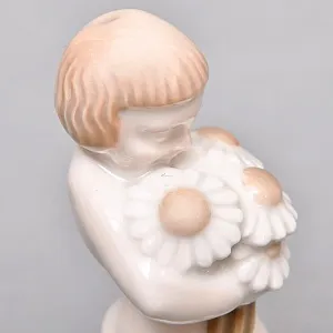 Антикварная Фарфоровая статуэтка «Вестник весны или Мальчик с ромашками», ROSENTHAL Германия - 1923 год.