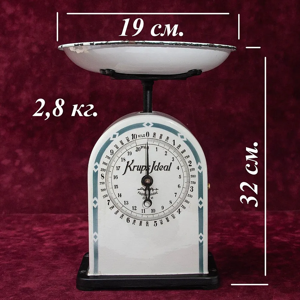 Антикварные Кухонные Весы в Фарфоровом корпусе KRUPS IDEAL, Германия - 1915 год.