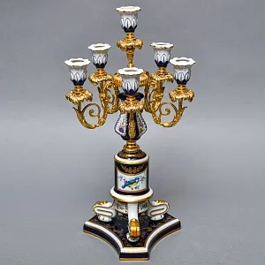 Редкость! Большой Фарфоровый Канделябр - Подсвечник на 6-ть свечей, Giulia Mangani Италия, середина ХХ века. 