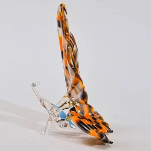 Авторская Коллекционная Стеклянная Статуэтка «Оранжевая Бабочка», Цветное стекло, Россия.