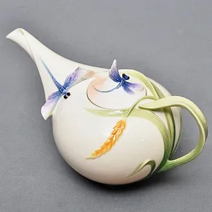 Авторский Фарфоровый Чайный сервиз «Бабочки и стрекозы» на 4 персоны, Franz Collection Тайвань.